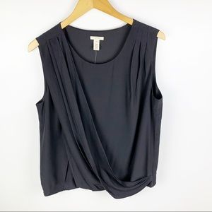 J. Crew Factory Black Sleeveless Draped Front Blouse
